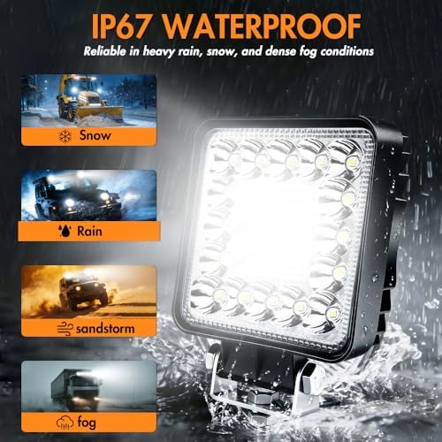 LED Off Road Lights, 4 Inch 123W LED Work Lights Pods, 12V 24V Offroad Drivin...