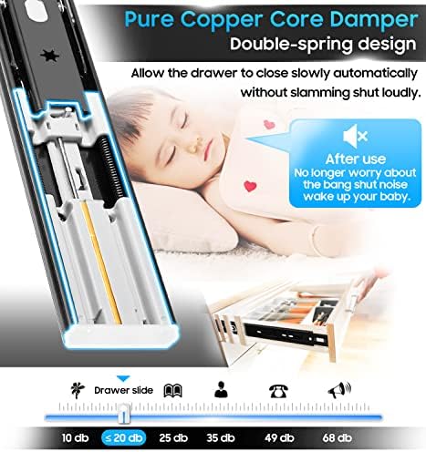 YENUO 5 Pairs Soft Close Drawer Slides Full Extension 12โ24 Inch 100 LB