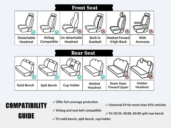 WELLDO Nappa Faux Leather Car Seat Cover Full Set, Black
