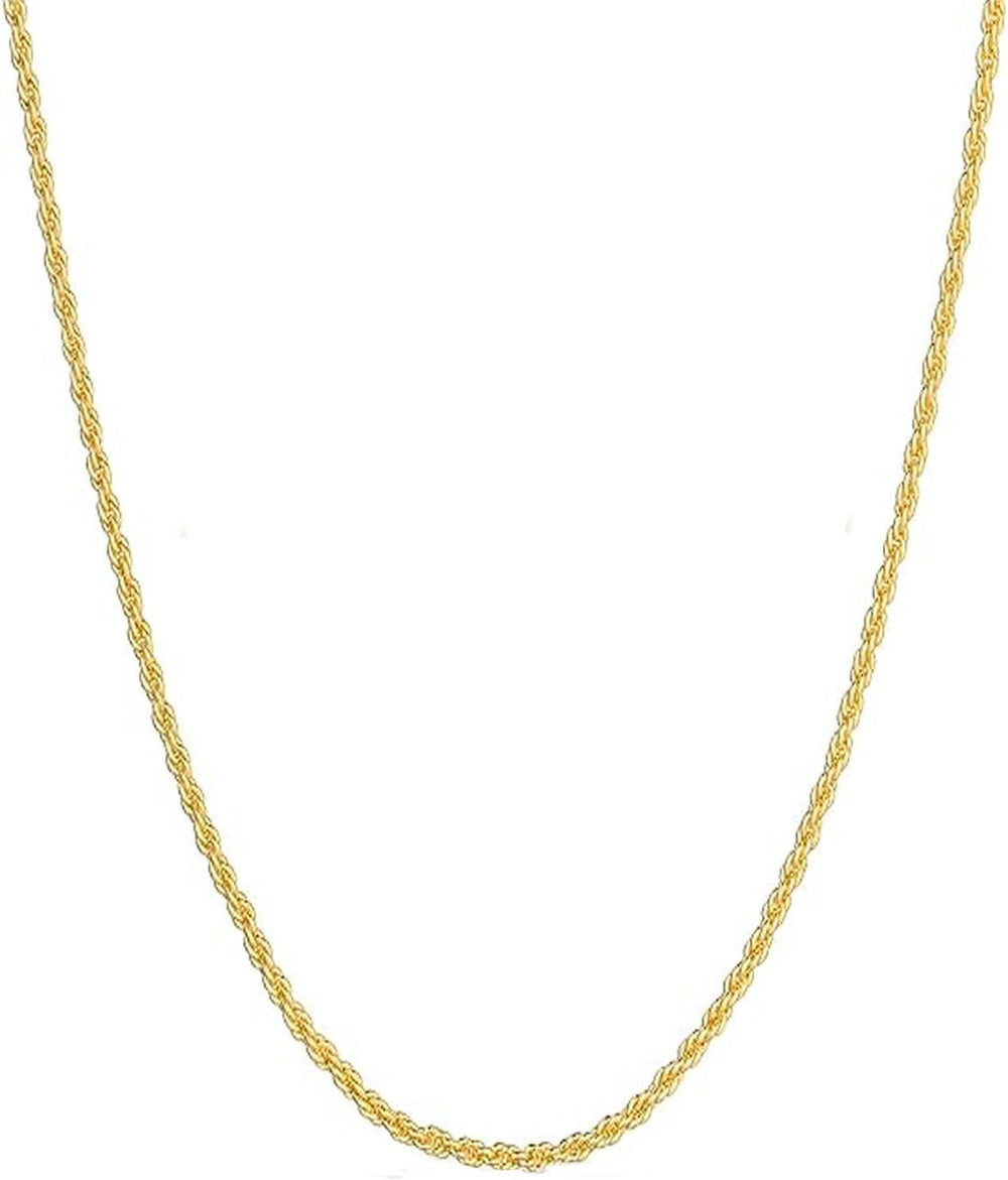 14k Yellow Gold Solid Rope Chain Necklace for Women and Men Jewelry with Lobs...