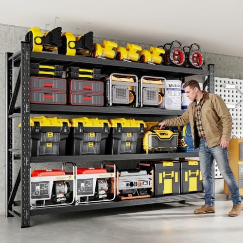 MIIIKO 79" W Garage Storage Shelving Unit,6000LBS Heavy Duty Metal Garag...