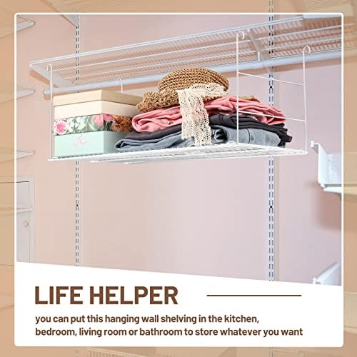 Amylove 4 Pieces 24 Inch Hanging Closet Shelves White Wire Hanging Shelf Univ...