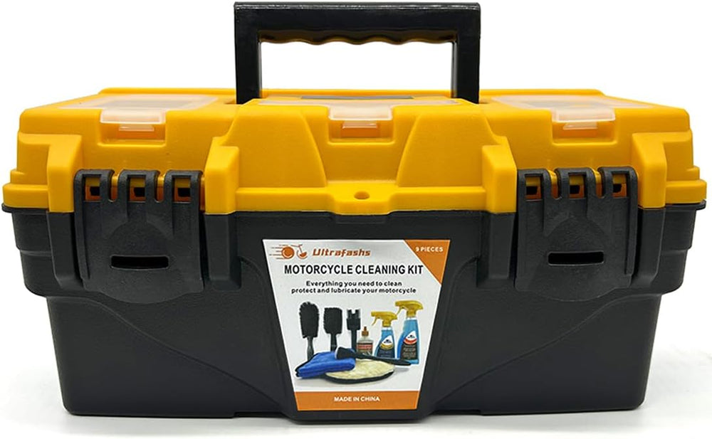Motorcycle Cleaning Kit, 10-Piece Wash & Chain Care Set with 19 oz Cleane...
