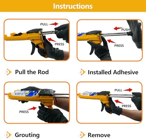 Double Caulking Gun for 400 mL(13.5 fl oz,1:1 Mix Ratio),Yellow