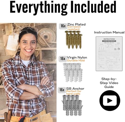 EVALD Heavy Duty Floating Shelf Brackets 8 Inch, Hidden Shelf Brackets with S...