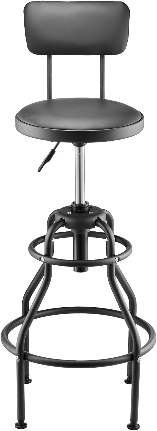 VEVOR Shop Stool with Backrest, Pneumatic Garage Seat/Work Stool with 300 lbs