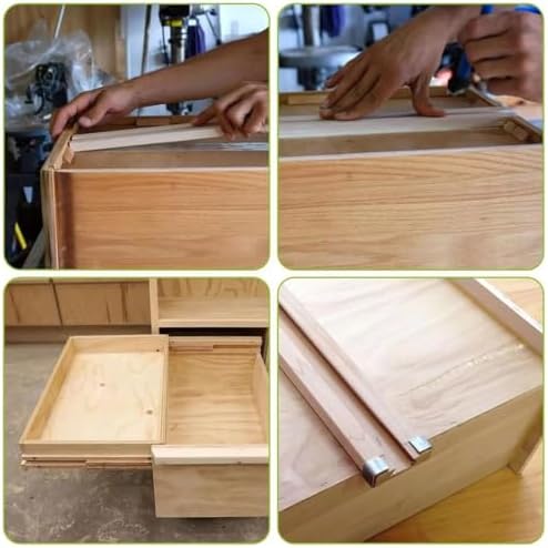 CYEAH 6 Pcs Wood Drawer Slides, 17 inch Wooden Drawer Slides, Wooden Undermou...