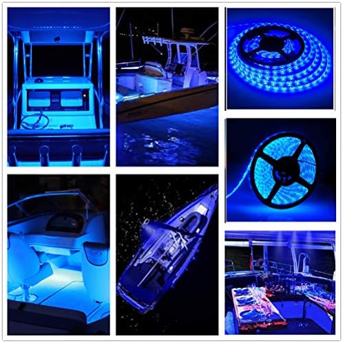 LED Boat Strip Lights, 32.8FT Blue Marine Pontoon Led Lights, Waterproof