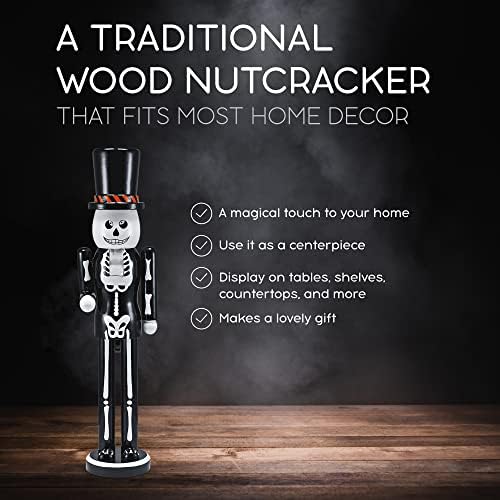 Ornativity Christmas Scary Skeleton Nutcracker โ Black and White Wooden Day o...
