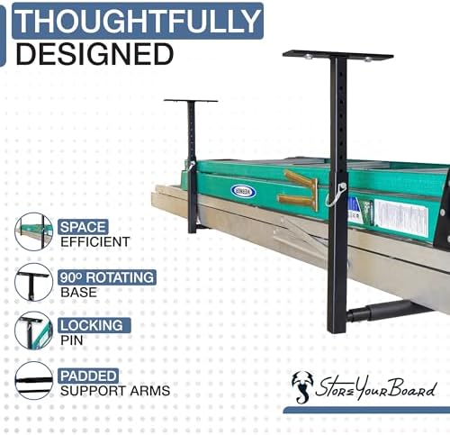StoreYourBoard Adjustable Overhead Ladder Rack โ Garage Organizer Ladder Shel...