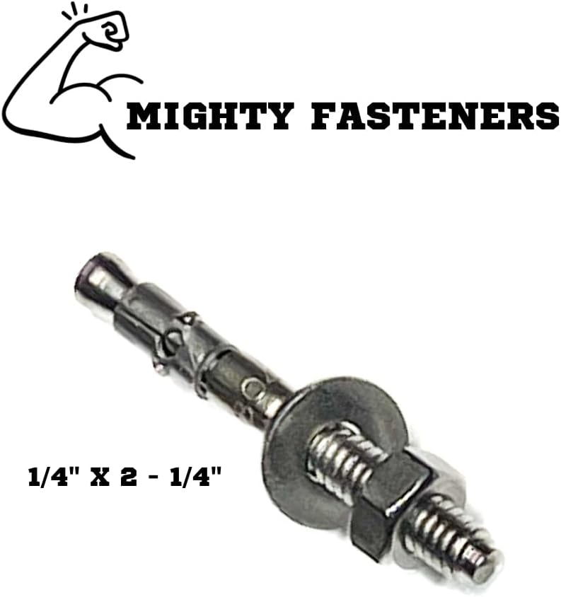 Mighty Fasteners 304 Stainless Steel Wedge Anchors 1/4" X 2-1/4" - ...