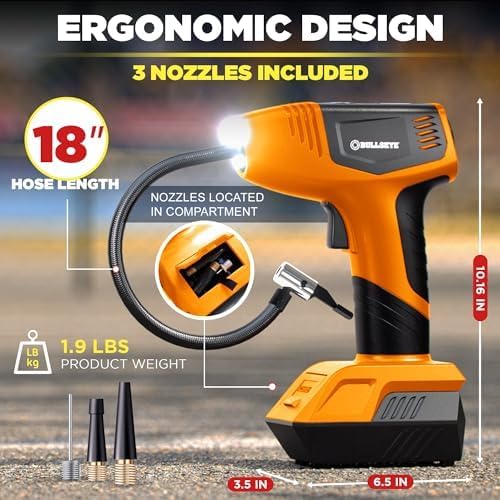 Bullseye Pro Cordless Tire Inflator Portable Air Compressor 150 PSI
