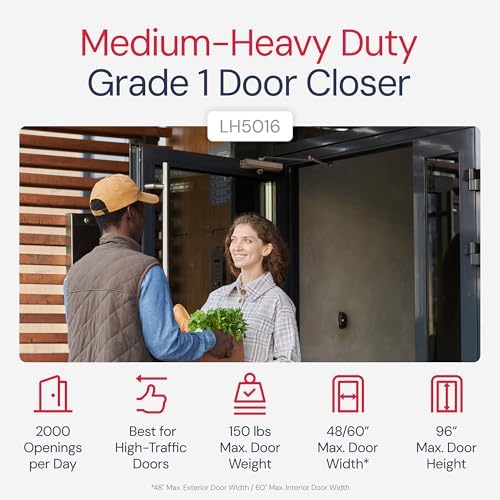 Lawrence Medium/Heavy Duty Door Closer Commercial Grade 1 - Surface-Mounted C...