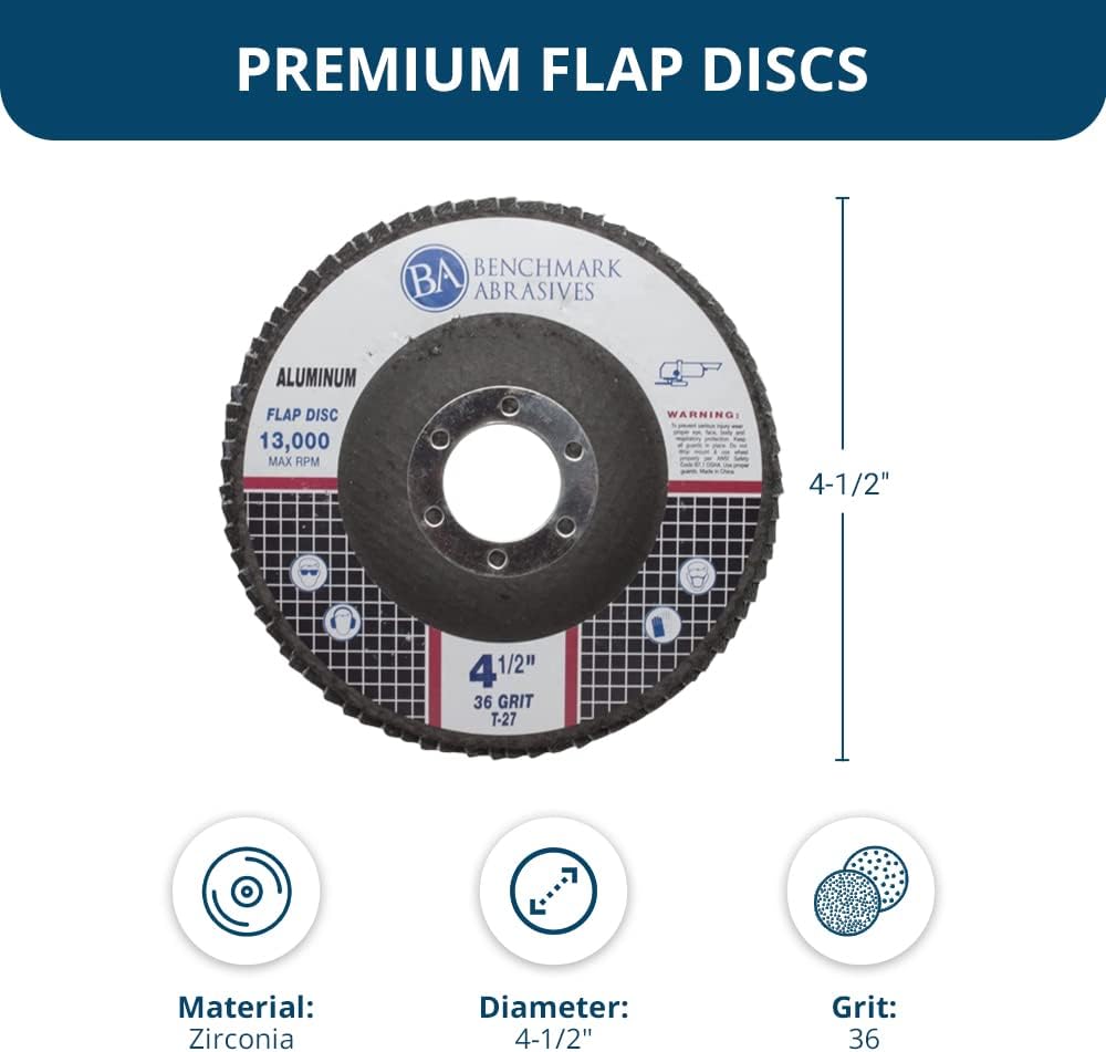 Benchmark Abrasives 4.5" x 7/8" Premium Stearate Coated Type 27 Fla...