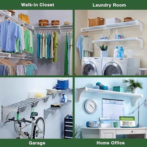EZ SHELF - Closet Shelf with Hanging Rod - 29" to 49โ Expandable, White,...