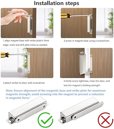 HBL 8 Pack | Heavy-Duty Magnetic Door Catch - Large 90 Lbs Pull Force, Stainl...