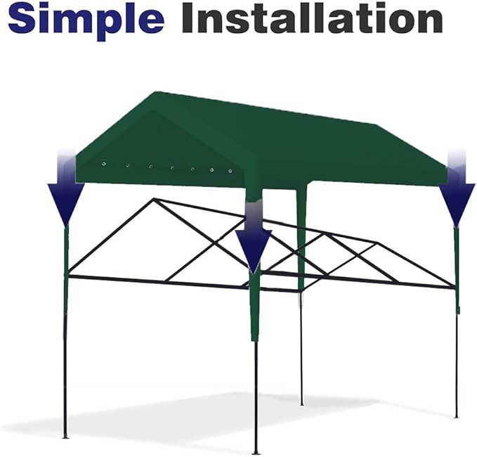 Rutile 10 x 20 FT Carport Replacement Cover, Heavy Duty Car Tarp Canopy Tent