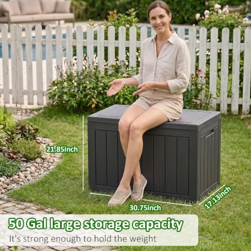 EasyUp 50 Gallon Outdoor Storage Box Waterproof Lockable Deck Boxes