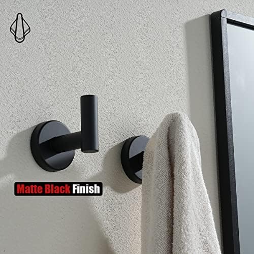 JQK Black Bathroom Towel Hook, Coat Robe Clothes Hook for Bathroom Kitchen Ga...