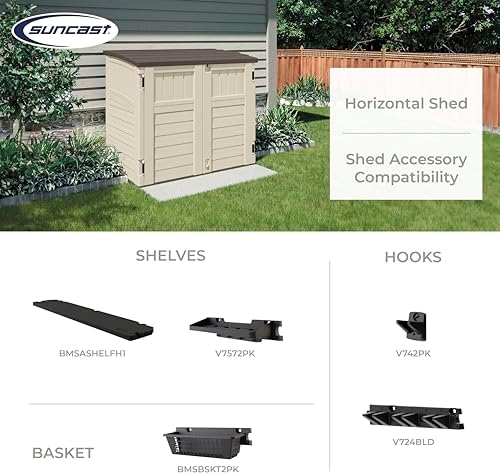 Suncast 34 Cu Ft Capacity Horizontal Outdoor Storage Shed