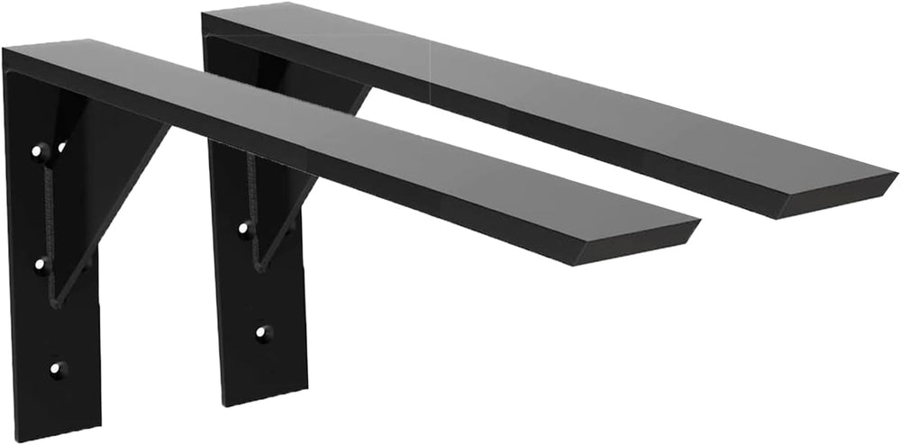Heavy Duty Shelf Brackets 2 Pack 18" x 10" x 2.5" Black Steel ...