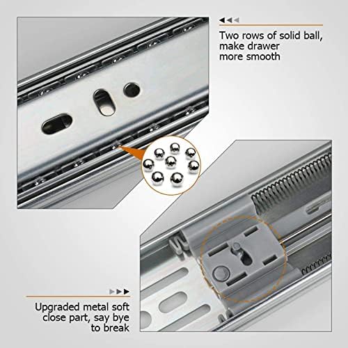 LONTAN 2 Pairs Soft Close Drawer Slides 22 Inch Heavy Duty Cabinet Rails