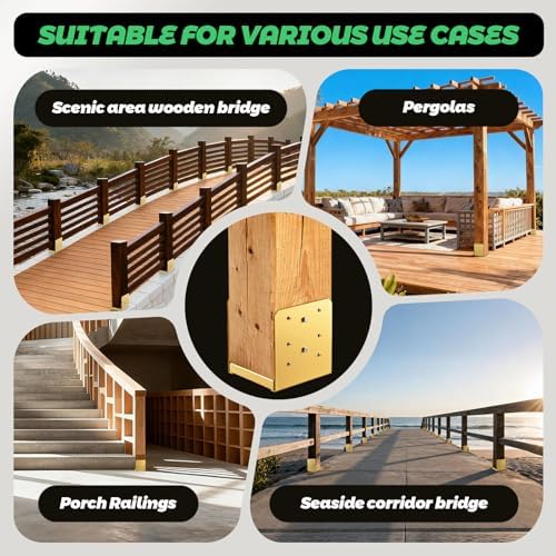 4"x4" Adjustable Post Base, 4Pcs,Golden,Stainless Steel Post Anchor...