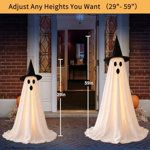 2 Packs 59โ Halloween Decorations Outdoor, Spooky Light Up Ghost Indoor Decor...
