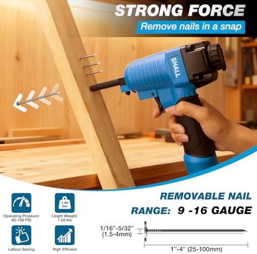 SHALL Pneumatic Nail Remover & 7.5’’ Flat Pry Bar Set, Heavy-Duty Air Pun...