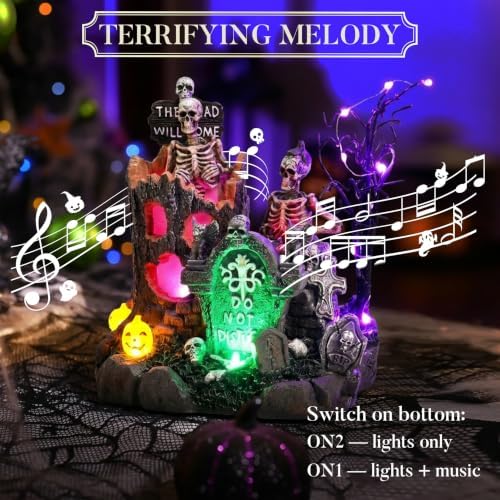 Valery Madelyn Halloween Decorations, Lighted Halloween Village with Music an...
