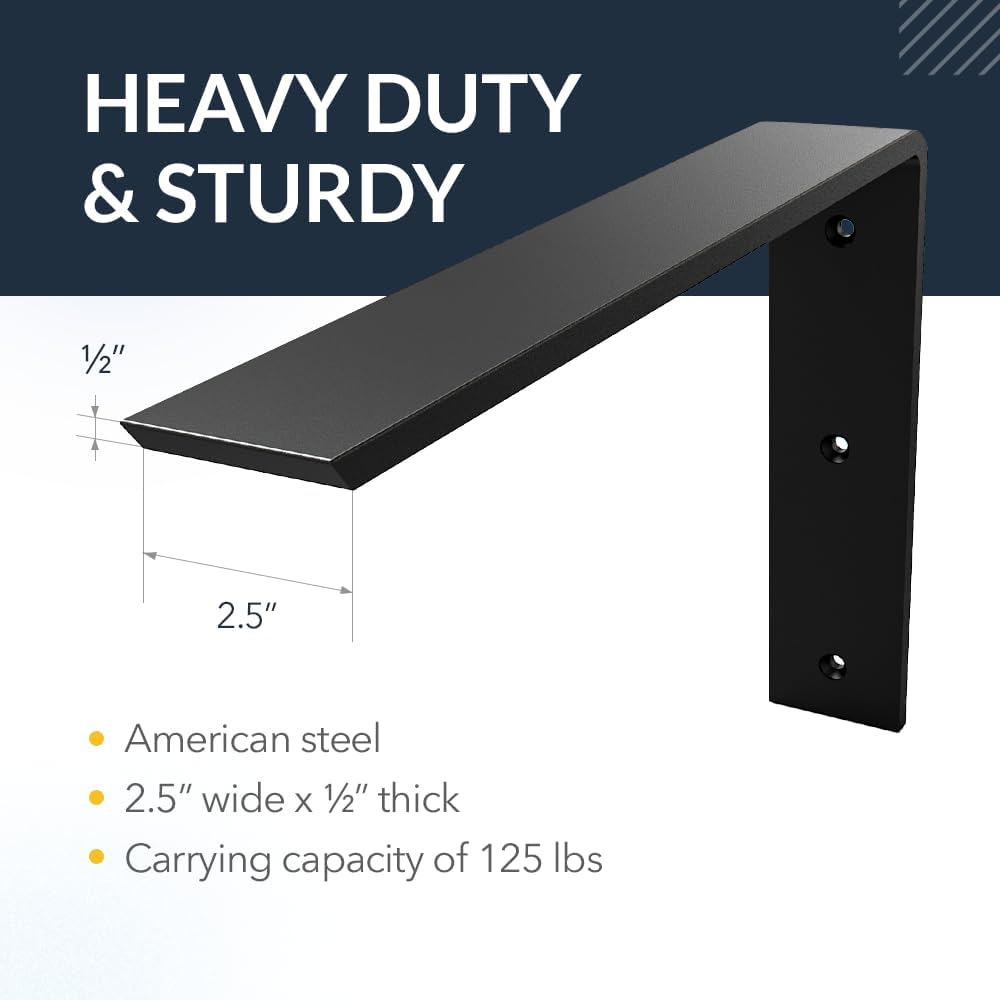 Iron Supports Front Mount L Bracket - Heavy Duty Steel Countertop Bracket for...