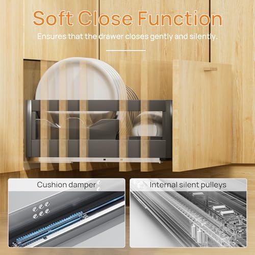 16 Inch Soft Close Undermount Drawer Slides for Frameless, 100lb,1 Pair