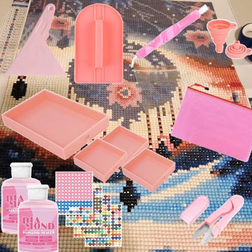 XEUZK All-Inclusive Diamond Art Accessories Kit with A3 DiamondPainting Light...