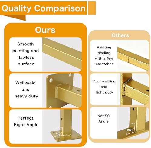 EZYDECOR 6 Pcs Gold Shelf Brackets Heavy Duty Brackets for Shelves 12 Inch