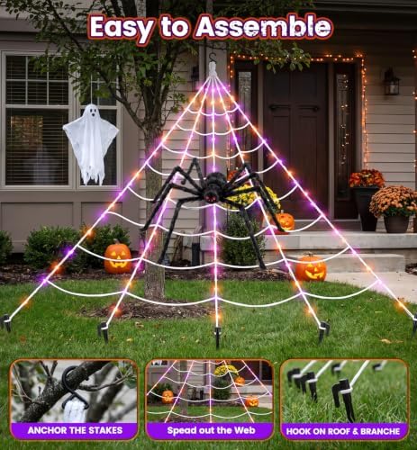 Upgrade Halloween Spider Web Decorations Outdoor + 59" Giant Spider Dรฉcor