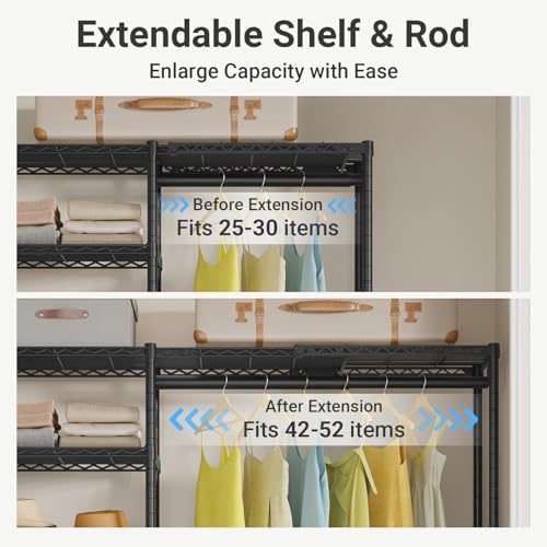 VIPEK X2 Plus Expandable Heavy Duty Clothes Rack, Closet System Black
