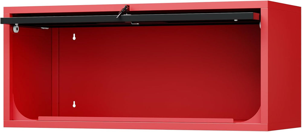 Fesbos Metal Storage Cabinet Black&Red Wall Cabinets with Locking Door - ...