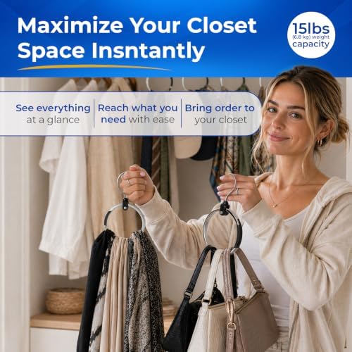 Rolly Hangerยฎ Premium Closet Organizer, Rotating Aluminum Ring Hanger with 36...