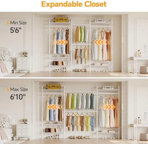 Higeego W3 Wall Mounted Clothes Rack, Industrial Pipe Clothing Rack, White