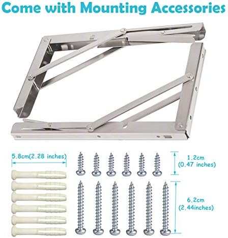 CLT 20'' Folding Shelf Brackets Max. Load 440 lb, Heavy Duty Stainles...