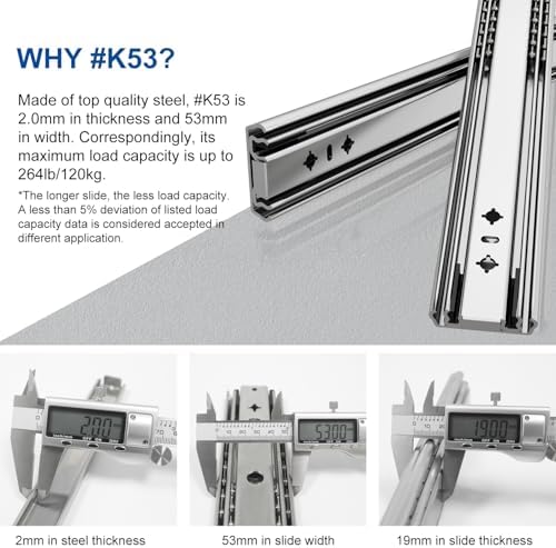 VADANIA #K53 36" Soft Close Heavy Duty Drawer Slides