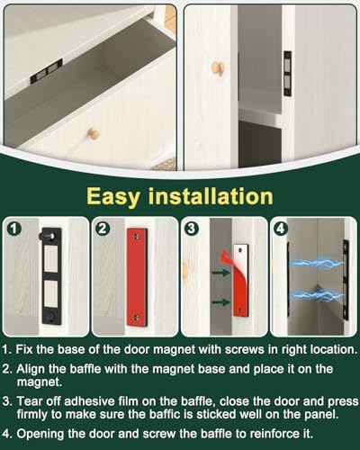 Jiayi 30 Lb Ultra Thin Cabinet Drawer Door Magnets, 12 Pack Magnetic Cabinet ...
