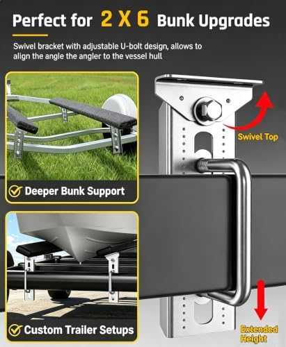 Wyckoff 12" Boat Trailer Bunk Brackets 4-Pack,Heavy Duty Galvanized Swivel