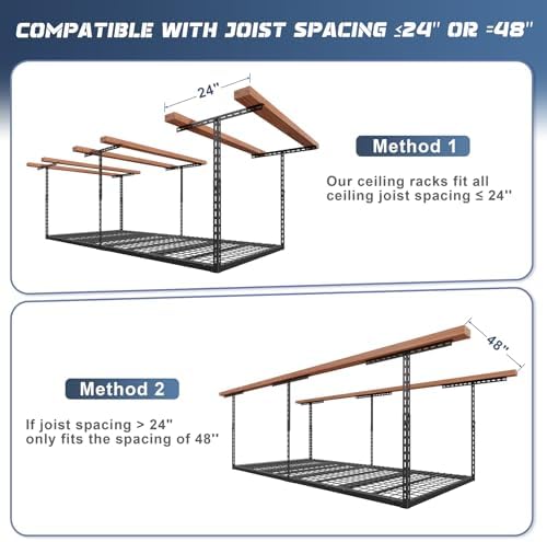 4X8FT Overhead Garage Storage Rack 750LBS Capacity, 26"-40" Height ...