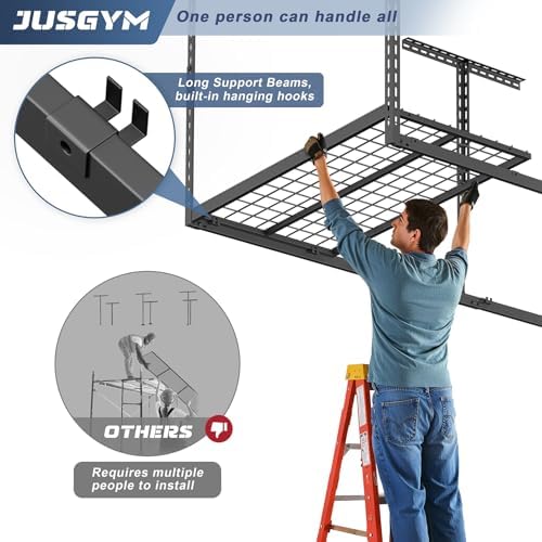 3X8FT Overhead Garage Storage Rack 750LBS Capacity, 26"-40" Height ...