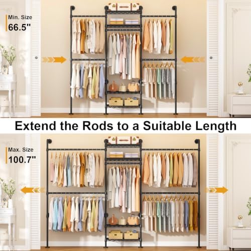 ULIFHOME M7 Wall-Mounted Clothes Rack, Heavy-Duty Garment Closet System