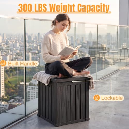 Outdoor Storage Box,70 Gallon Waterproof Resin Patio Deck Box