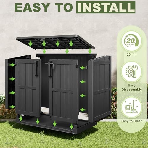36 Cu Ft Resin Outdoor Storage Shed, Weatherproof Horizontal Outdoor Storage ...