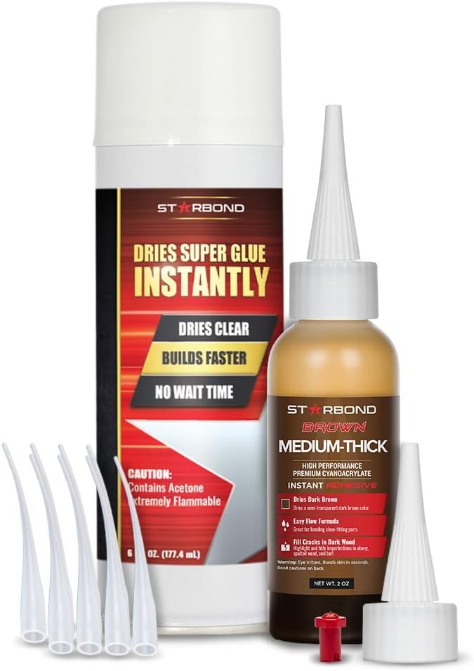 STARBOND Starbond 2 oz. Dark Brown Medium-Thick Premium CA Glue, 6 oz. Aeroso...