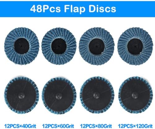48 PCS 2 inch Flap Disc(40/60/80/120 Grits),T27 Zirconia Alumina